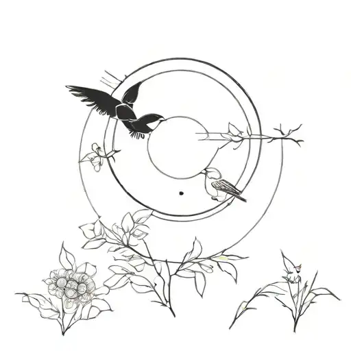 Sphere And Birds And Sun And Flowers And Sadness