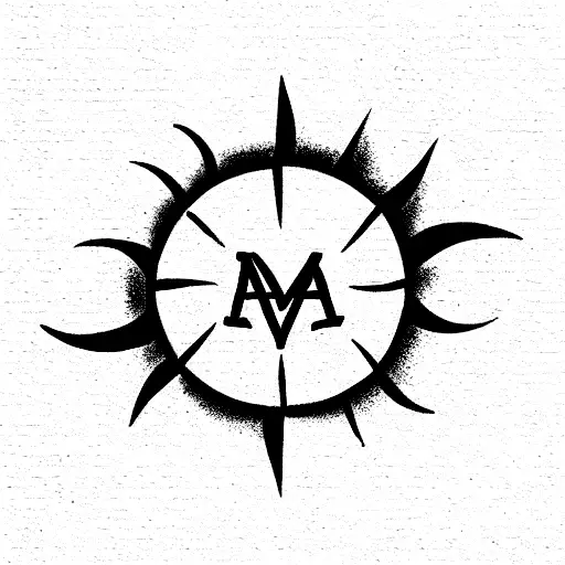 Initials A And M With An Outline Of A Sun