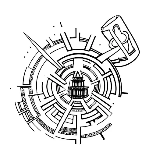 A Minimalist Tattoo Featuring Iconic Ancient Greece Architecture