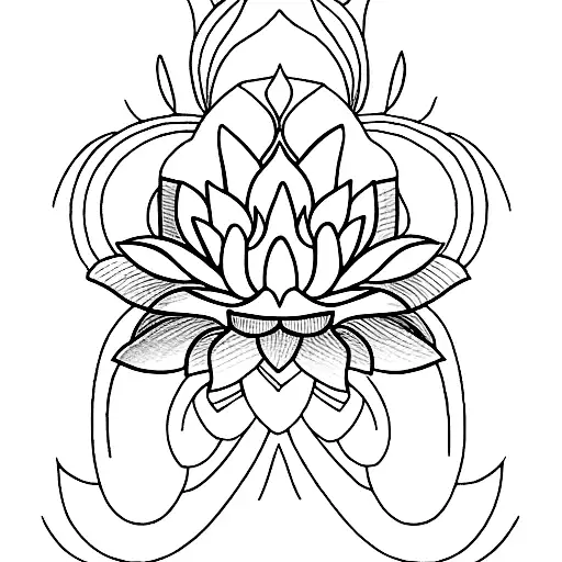Lotus Line Drawing Vertical Simple