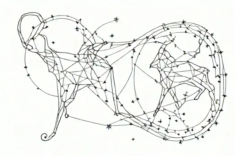 Interlocking Gemini And Taurus Constellation With Fine Line Detailing