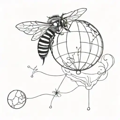 Honey Bee Olding A Earth Globe Balloon