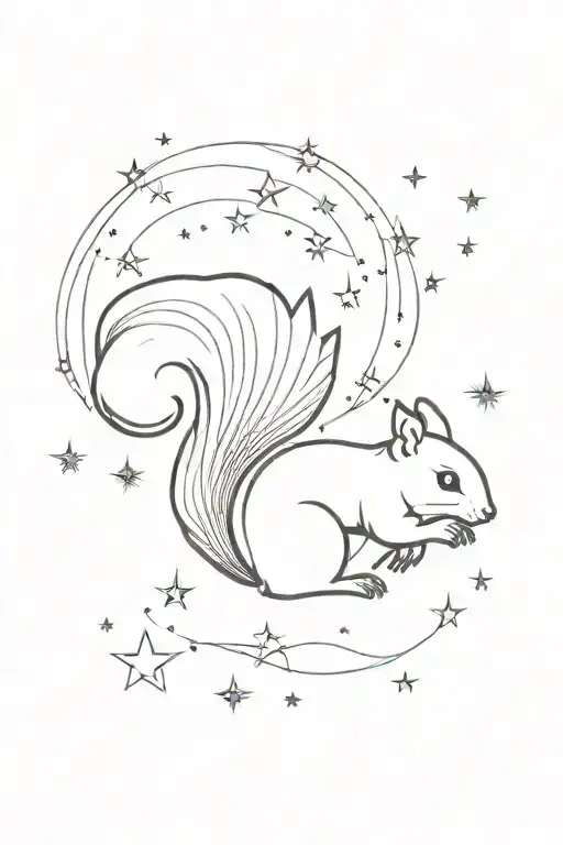 A Squirrel Swimming Through The Galaxy Filled With Stars