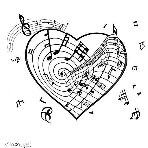 A Heart-shaped Music Sheet With Animals And Friends Inside