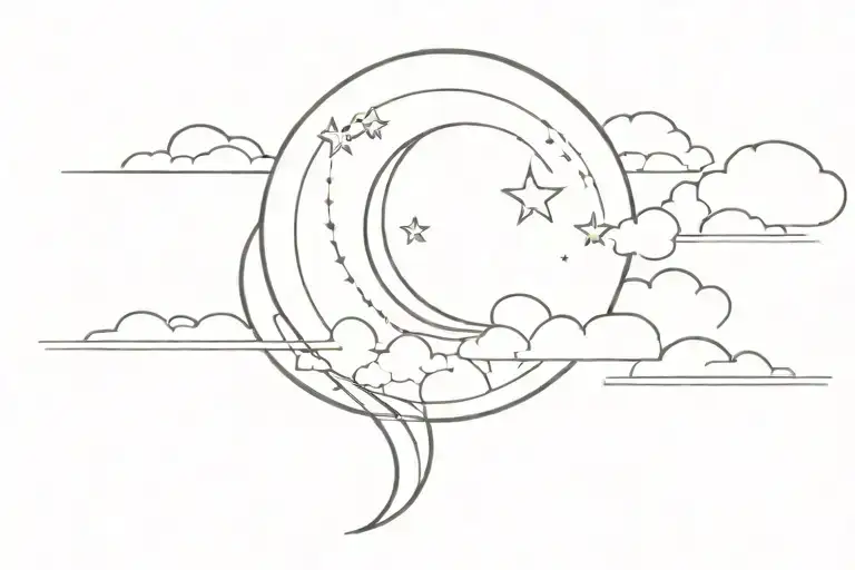 Sun And Moon With Clouds