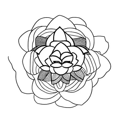 Lotus Line Drawing Vertical Simple
