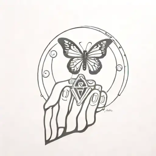 Butterfly With Hamsa Symbol