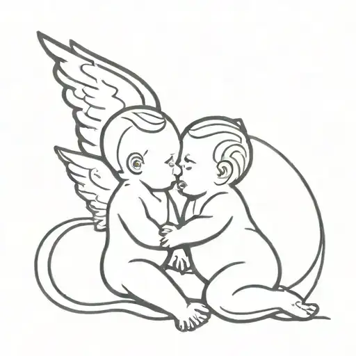 Babyangel And Embryo And Rainbow