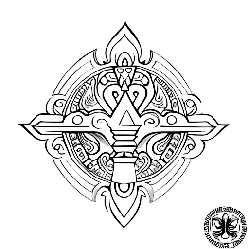 Aztec Flower And Fleur De Lis Combi