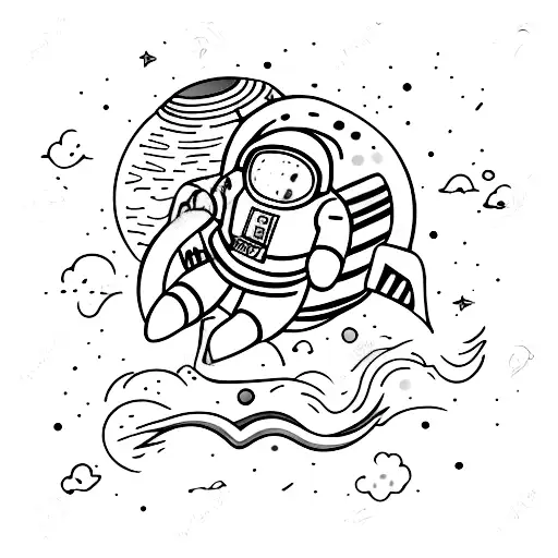 Astronaut Floating In Space Surrounded By Colorful Nebulae