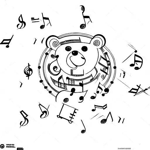 A Piano Keyboard With Musical Notes Forming The Shape Of A Small Bear