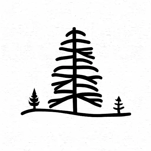 Tall Pine Tree And Bird