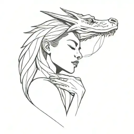 Dragon Holding A Woman's Head In Its Mouth