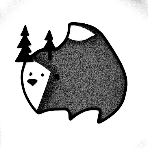 Simple Black Lines Bear That Is A Nerd