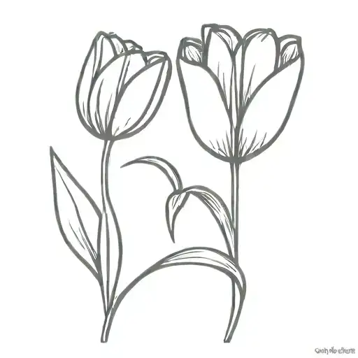 Two Tulips With A Heart Symbolizing Love