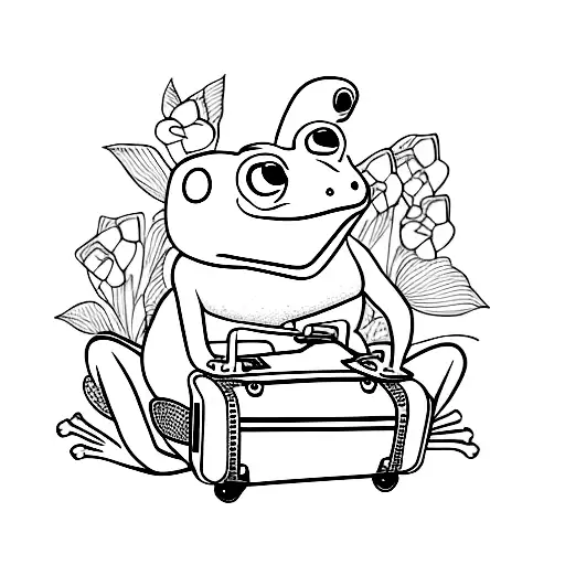Frog Holding A Suitcase Travel Themed