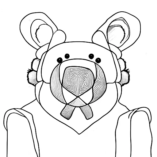 Outline Of Teddy Bear Holding A Daffodil