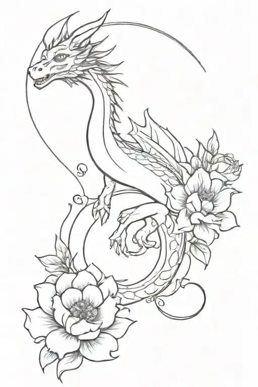 Dragon With Flowers