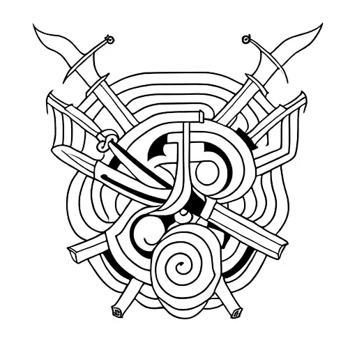 Design A Tattoo Showcasing A Collection Of Different Swords In A Minimalist Style