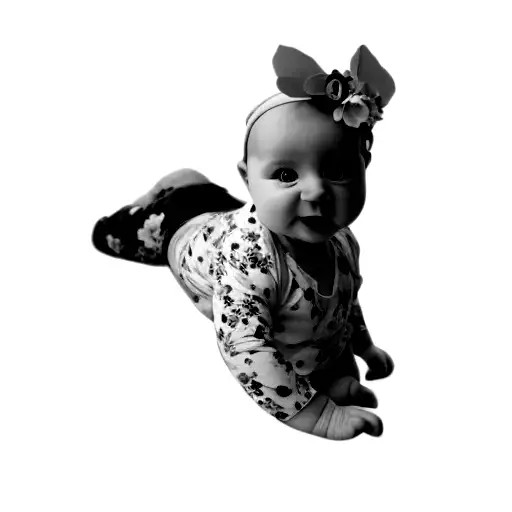 A Baby Wearing A Floral Headband