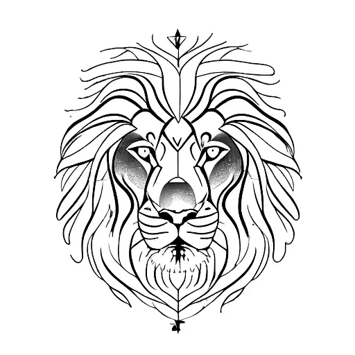 A Single Continuous Line Forming A Minimalistic Lion's Head