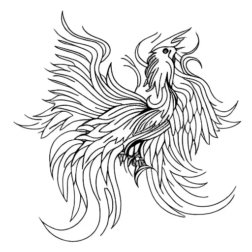 Feminine Phoenix With Flames