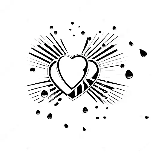 Combine The River Plate Football Club Logo With A Minimalist Design Of Raindrops Falling On A Heart