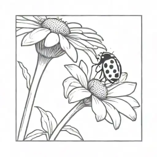 Ladybug On Daisy Flower