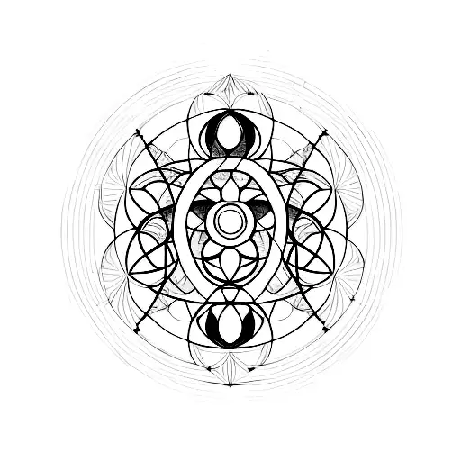 Spiritual Moon Sacred Geometry Fine Line