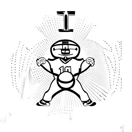 A Sketch Of A Football Player Holding A Cross