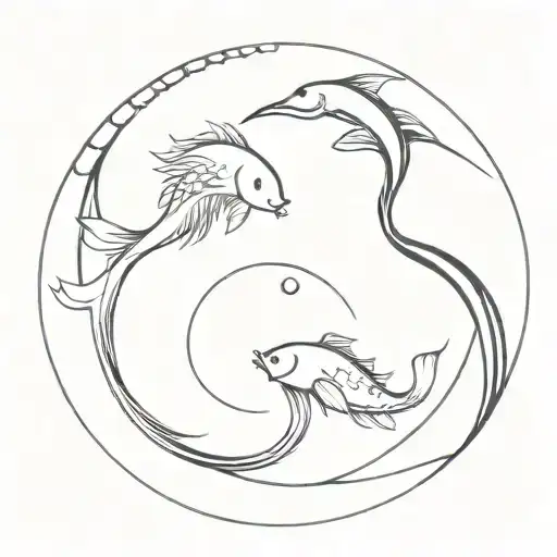 Two Fish Like Yin Yang Swim In A Circle