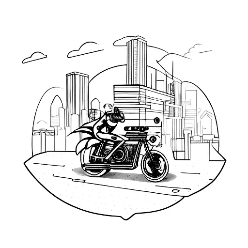 A Motorcycle And Car Racing Through A Post-apocalyptic Cityscape