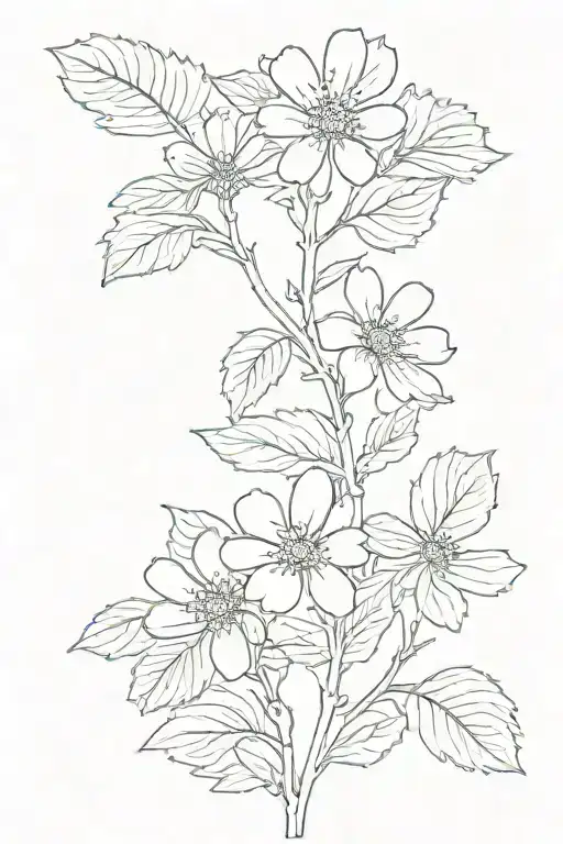 A Large Hawthorn Branch With A Small Daisy