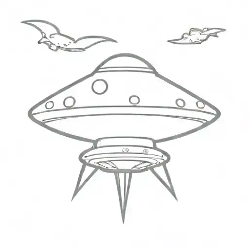 Flying Saucer In Cartoon Style