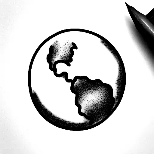 Minimalist Caricature Planet Earth Drawing Linework
