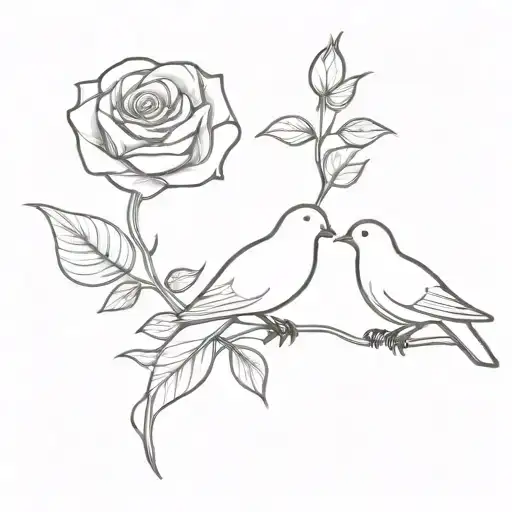 Rose In Middle 2 Doves On Side
