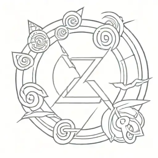 Naruto Inspired Tattoo Featuring Iconic Symbols