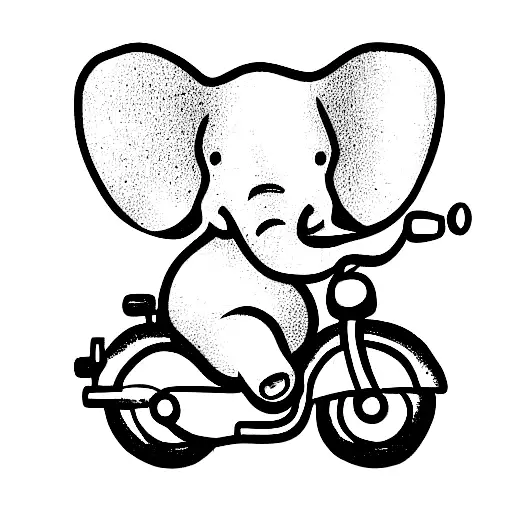 Small Elephant Baby Riding On A Motorbike
