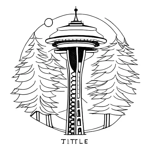 Pine Trees With Seattle Space Needle