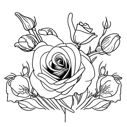 Rose And Larkspur And Lily Of Valley