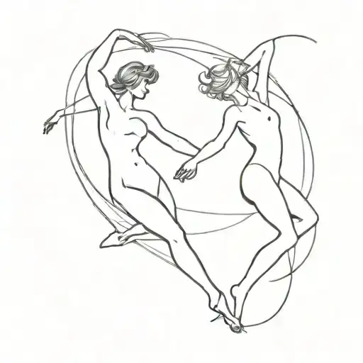 Two People Dancing Silhouette In Space Themed