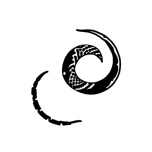 Snake Wrapped Around Crescent Moon