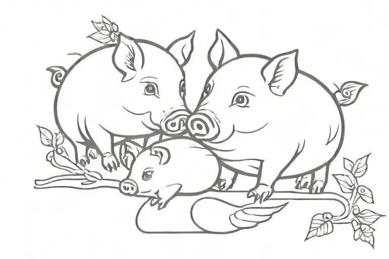 Pig And Cuckoo Bird Sitting