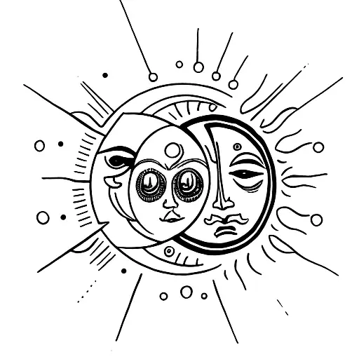 Sun And Moon With Faces