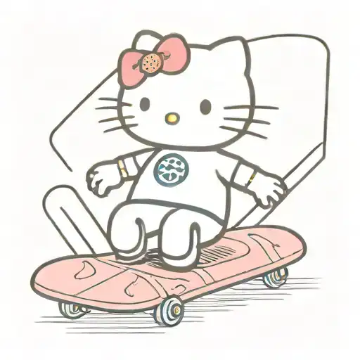 Hello Kitty Wearing Golf Wang Merch On A Skateboard
