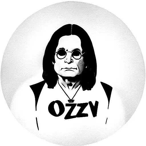 Ozzy Osbourne In Round Glasses With Word Paranoid