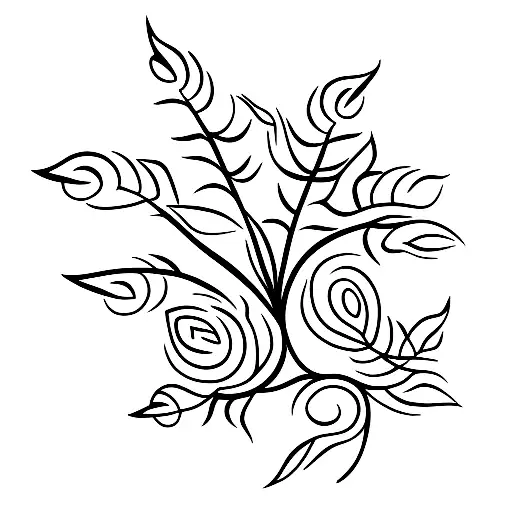 Line Of Leaves With Holly And Flowers