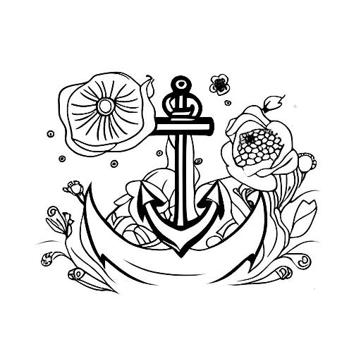 Anchor With Flowers