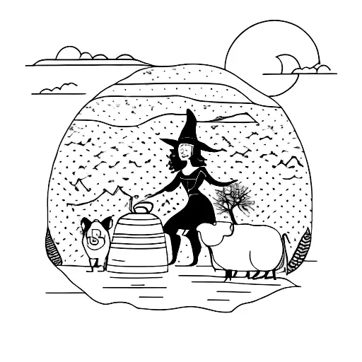 A Tea-loving Witch Surrounded By Farm Animals And Nature Elements