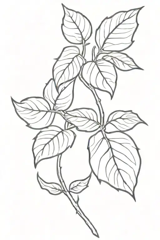 Poison Ivy Plant Black And White Drawing Simple Outline
